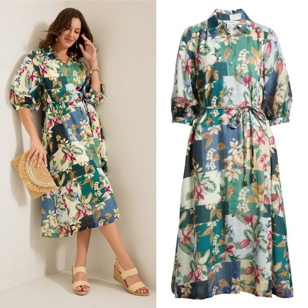 NWT Tommy Bahama Hightide Midi Shirt Dress Sz M - Picture 3 of 16